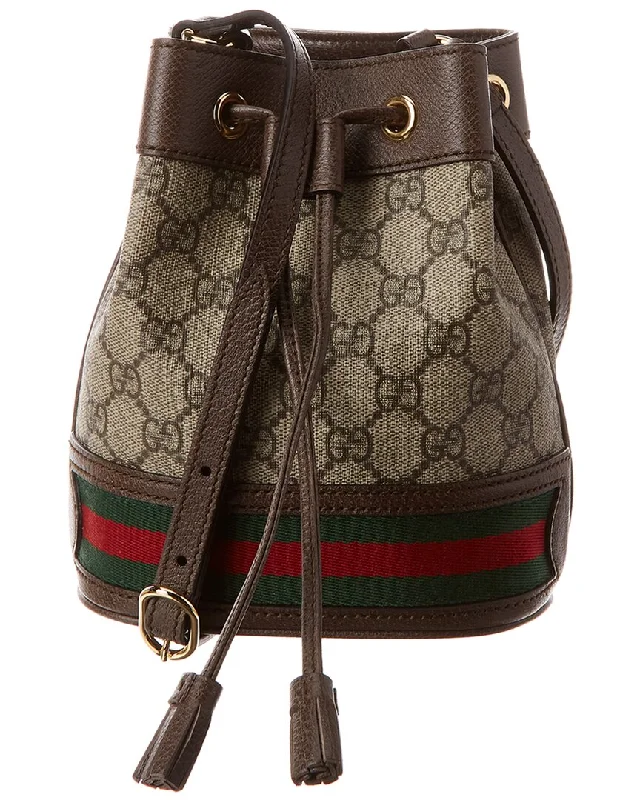 Gucci Ophidia Mini Gg Supreme Canvas & Leather Bucket Bag