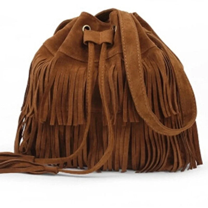 Retro Faux Suede Fringe Women Bag Messenger Bags Handbag Tassel Shoulder Handbags Crossbody Gift N513