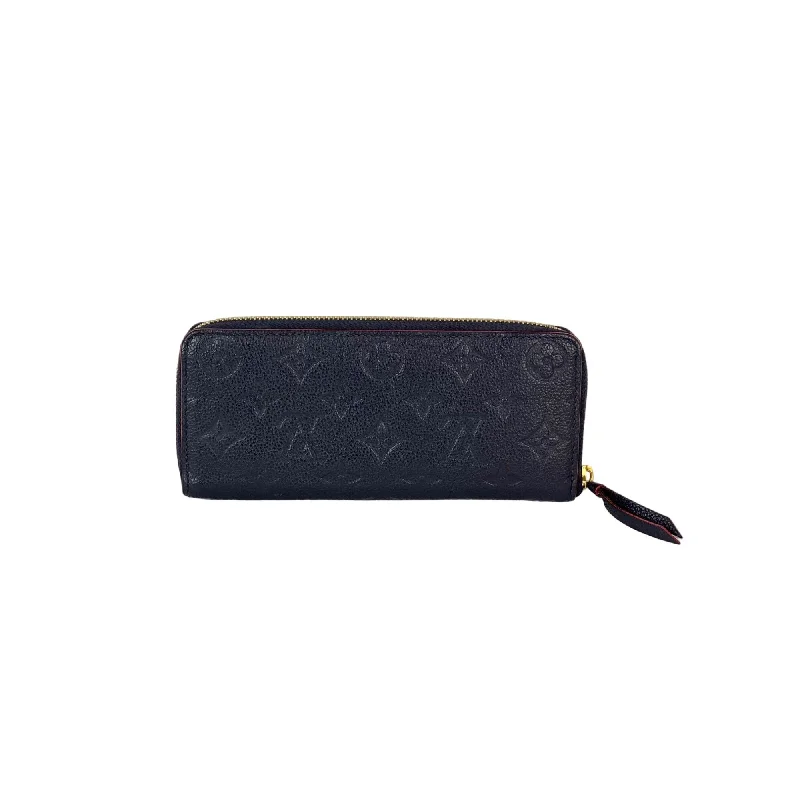 LOUIS VUITTON Clemence Empreinte Leather Blue Wallet Clutch