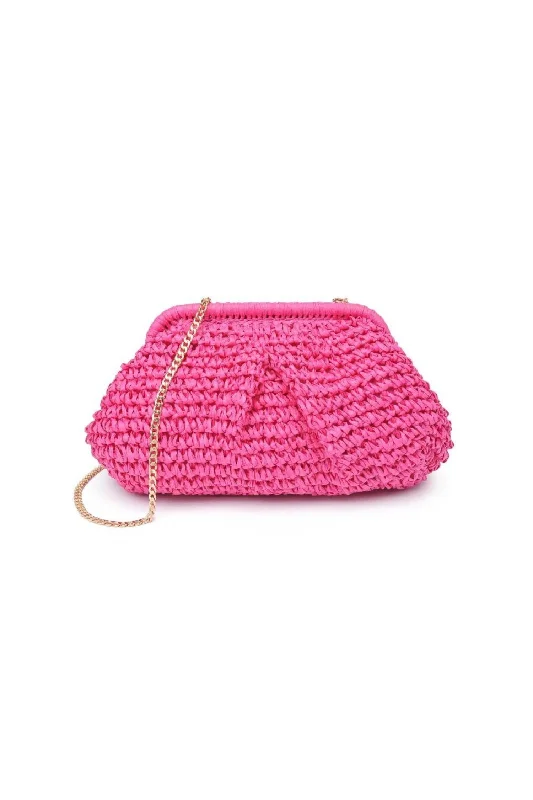 Women's Sasha Raffia Clutch In Fuchsia