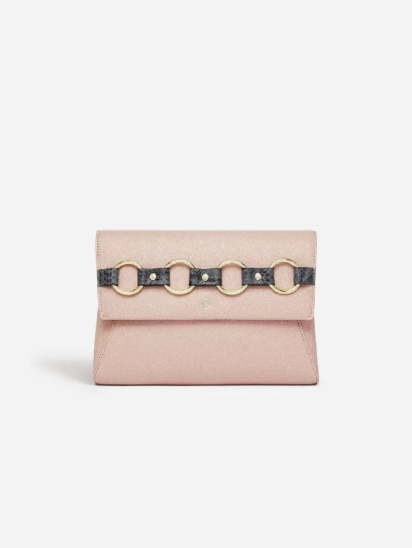 Alder Vegan Leather Clutch Crossbody Bag | Pink Nude