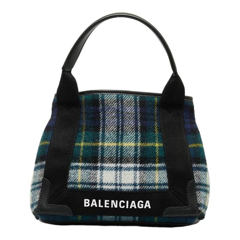 Balenciaga Navy Cabas  Wool Tote Bag (Pre-Owned)