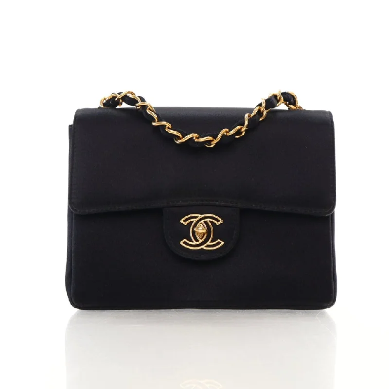 Chanel Vintage Mini Square Black Satin GHW