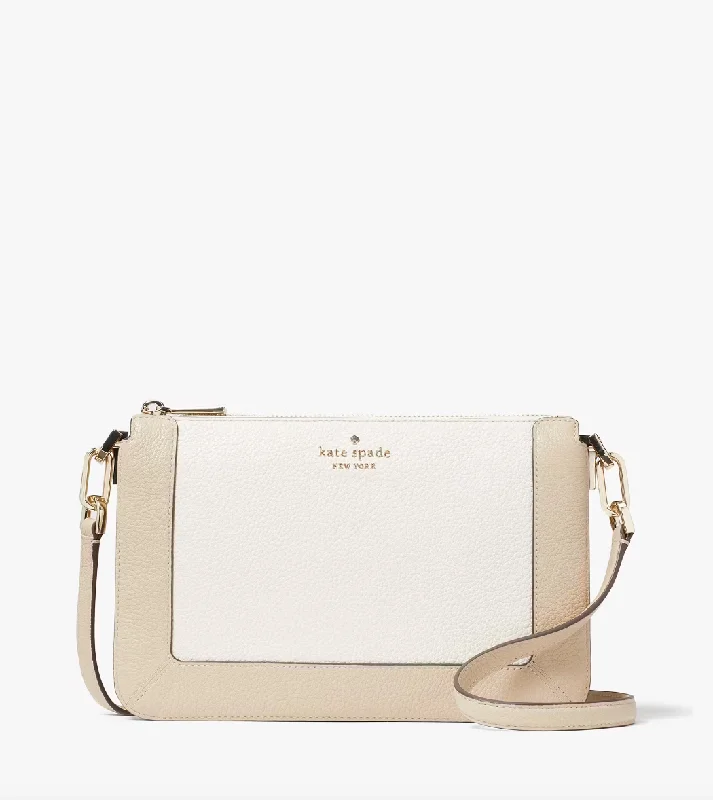 Kate Spade Lena Colorblock Double Compartment Crossbody In Light Sand Multi