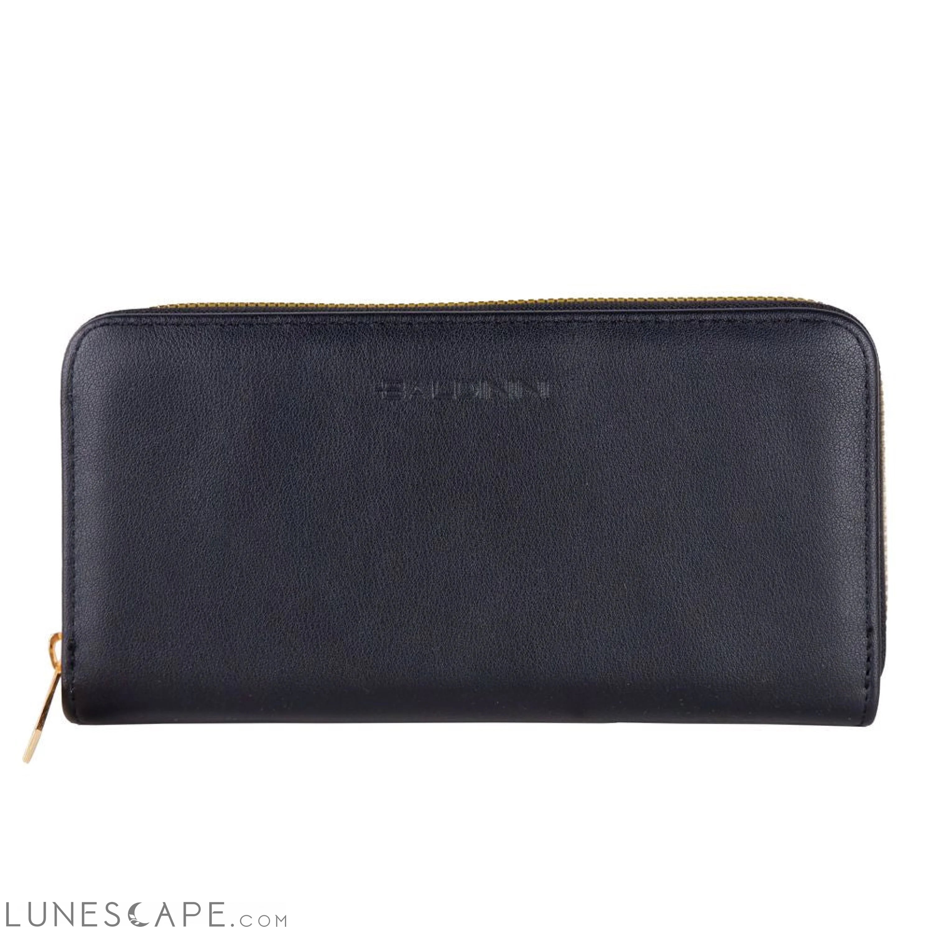 Baldinini Trend Chic Black Leather Zip Wallet