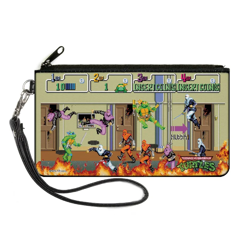 Canvas Zipper Wallet - LARGE - Teenage Mutant Ninja Turtles 8-Bit Video Battle Scene