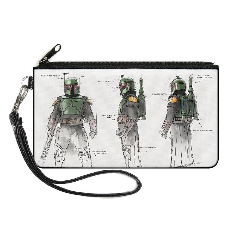 Canvas Zipper Wallet - LARGE - Star Wars The Book of Boba Fett All Sides Schematic White