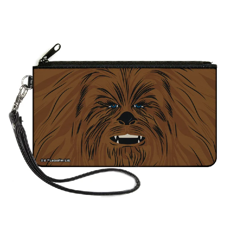 Canvas Zipper Wallet - LARGE - Star Wars Chewbacca Face CLOSE-UP Brown