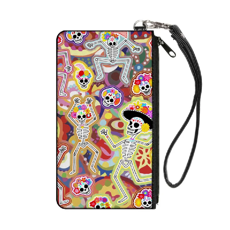 Canvas Zipper Wallet - LARGE - Dancing Catrinas Collage Multi Color