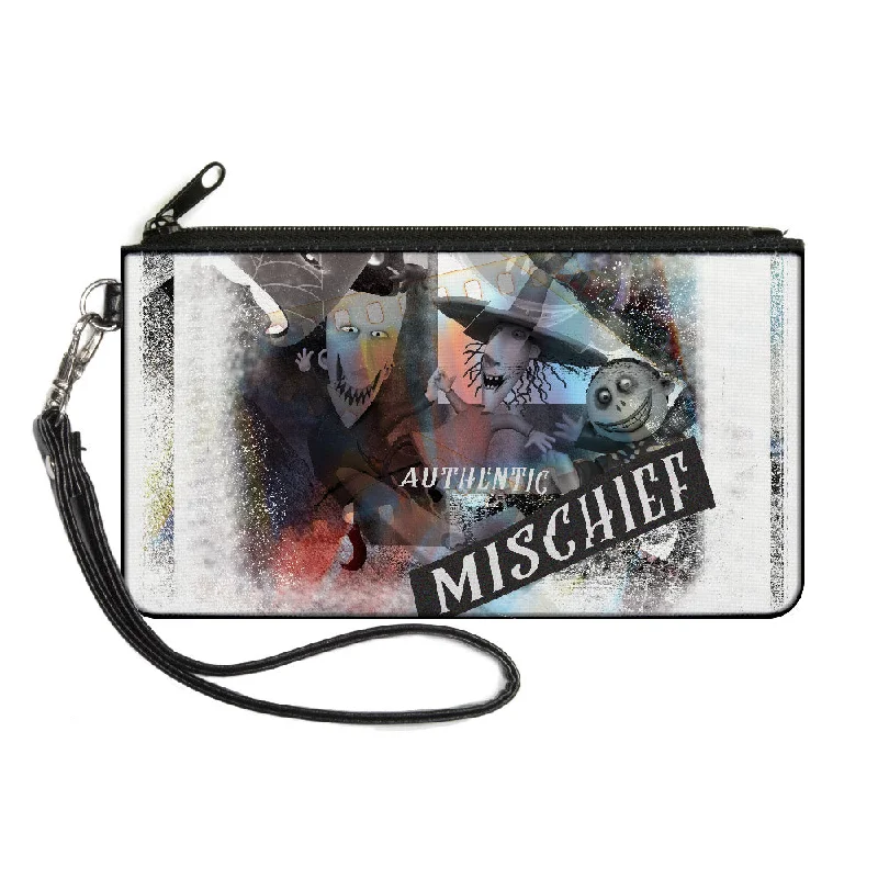 Canvas Zipper Wallet - SMALL - The Nightmare Before Christmas Lock Shock & Barrel Trio AUTHENTIC MISCHIEF White Multi Color