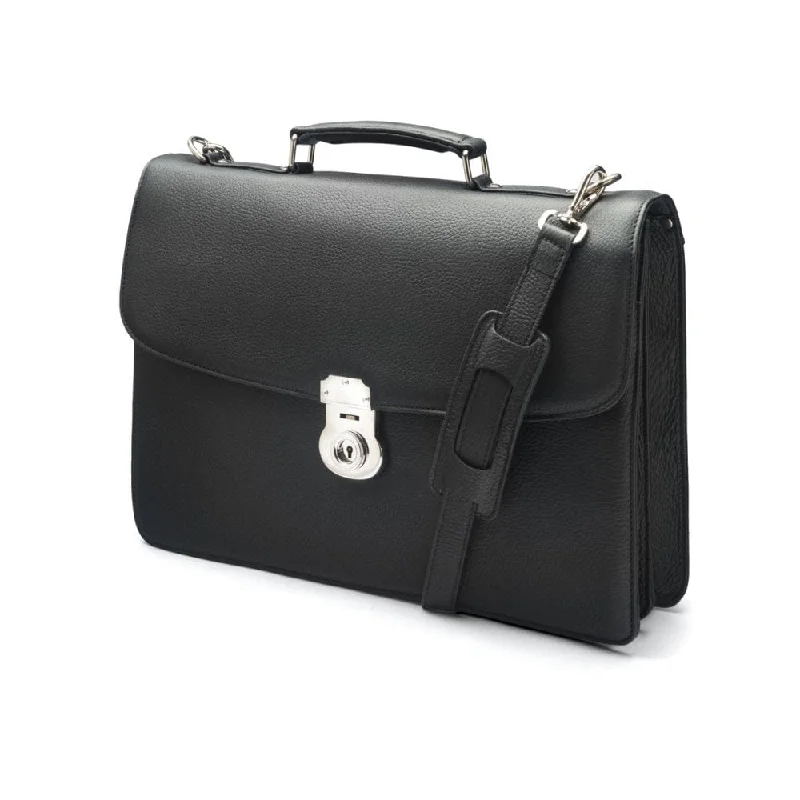 Pebble Grain Harvard Leather Briefcase - Black