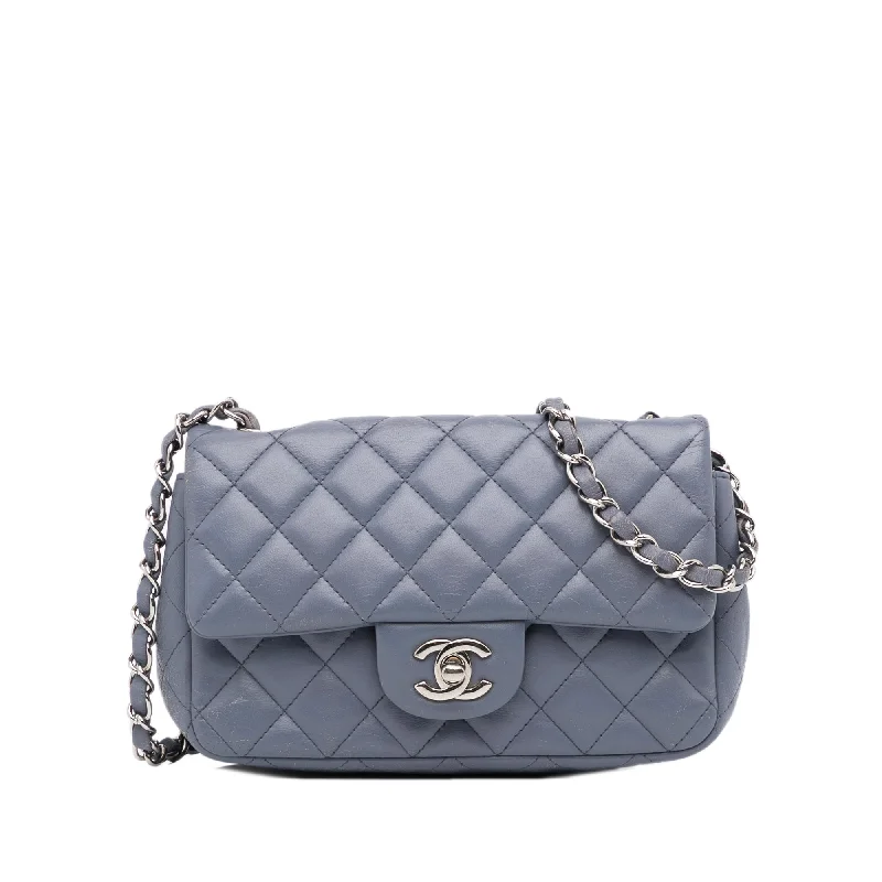 Gray Chanel Mini Classic Lambskin Rectangular Single Flap Crossbody Bag