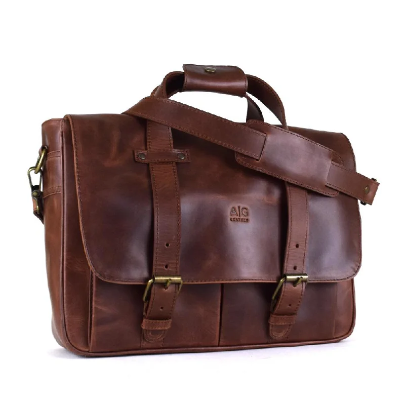 Montana Portfolio Briefcase in Rustic Brown Leather - FINAL SALE NO EXCHANGE