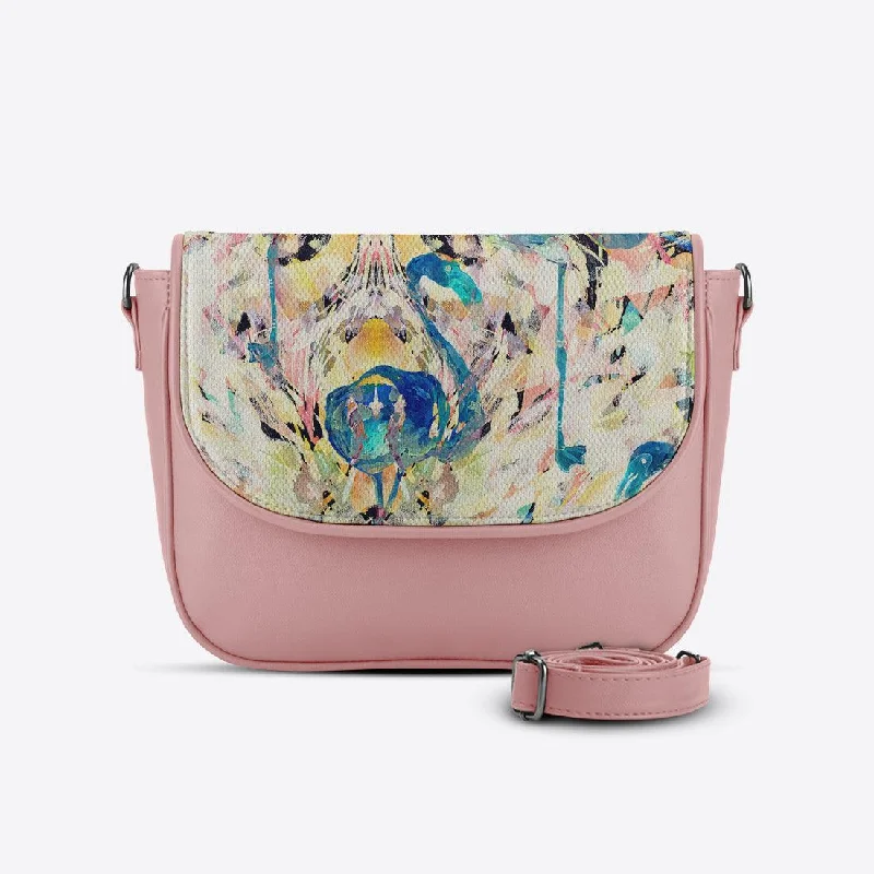 Rose Messenger Crossbody Flamingo Art