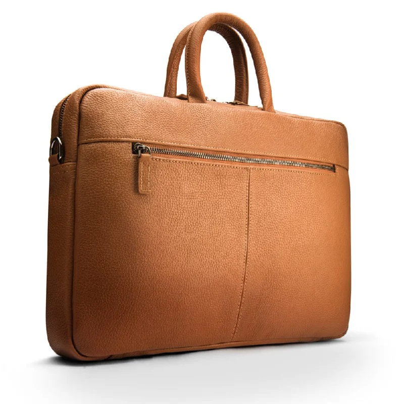 Slim Leather 17" Laptop Case - Tan