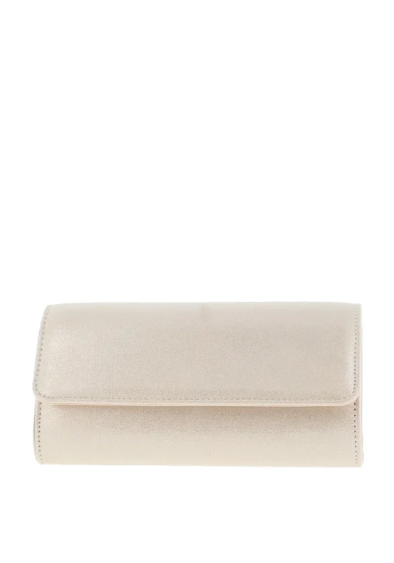 Sorento Metallic Faux Suede Clutch Bag, Champagne