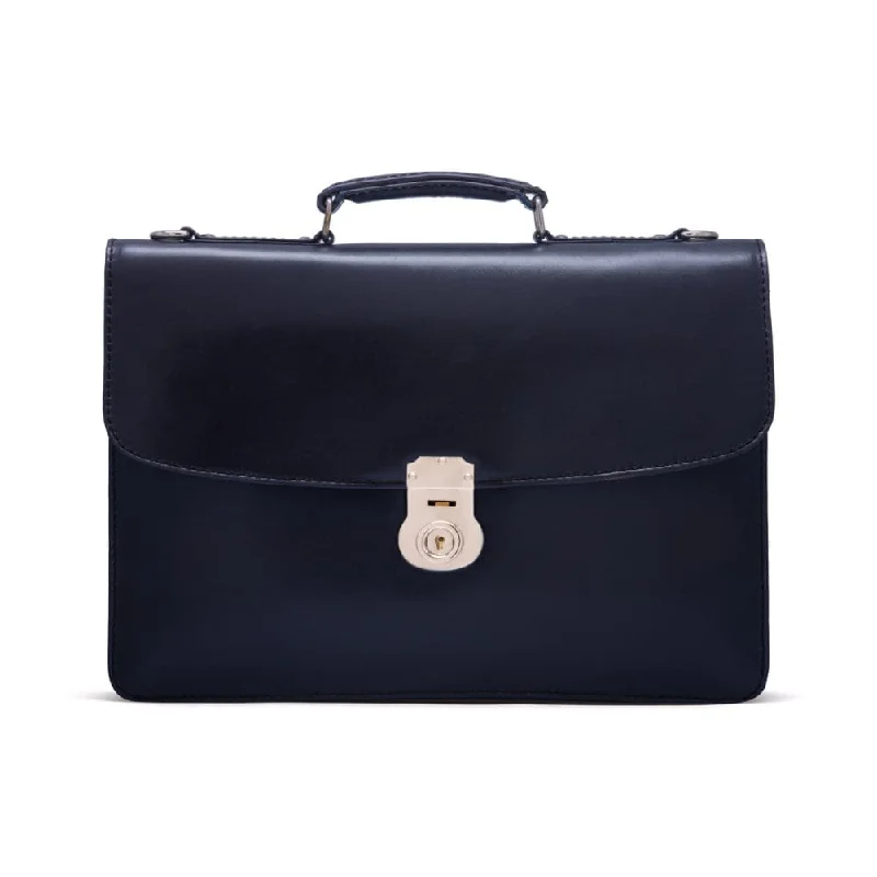 Vintage Leather Harvard Briefcase - Navy