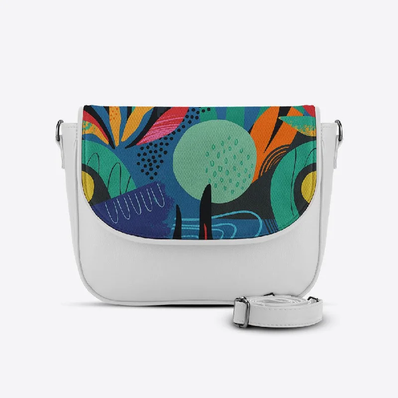 White Messenger Crossbody Abstract