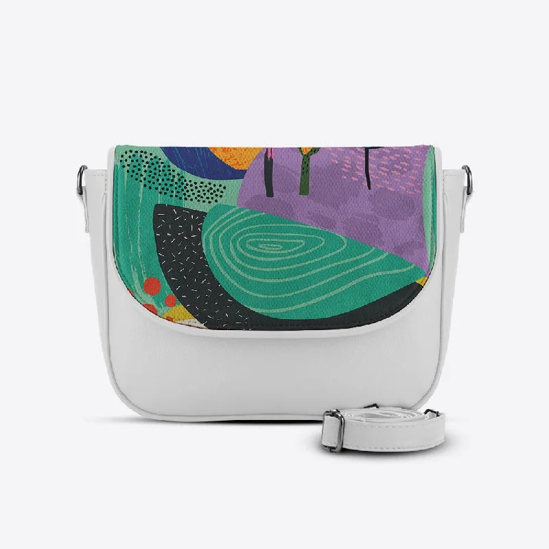 White Messenger Crossbody Flow Art