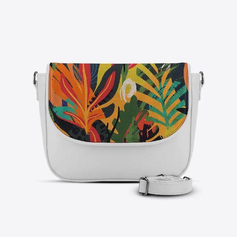 White Messenger Crossbody Leafs