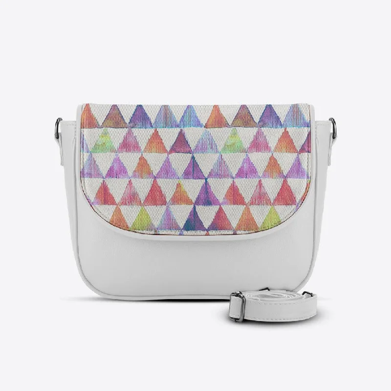 White Messenger Crossbody Rainbow triangles