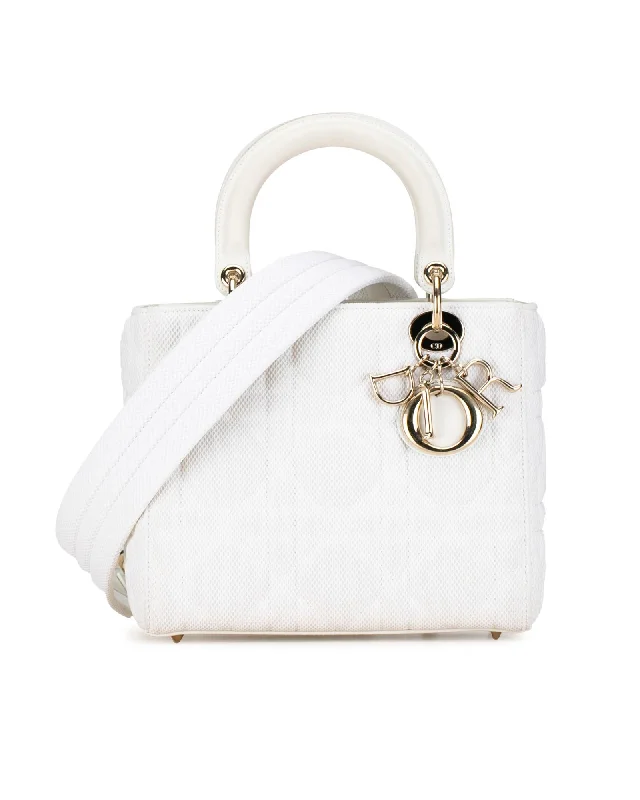 Dior Lady Dior Mini Bag in White Canvas