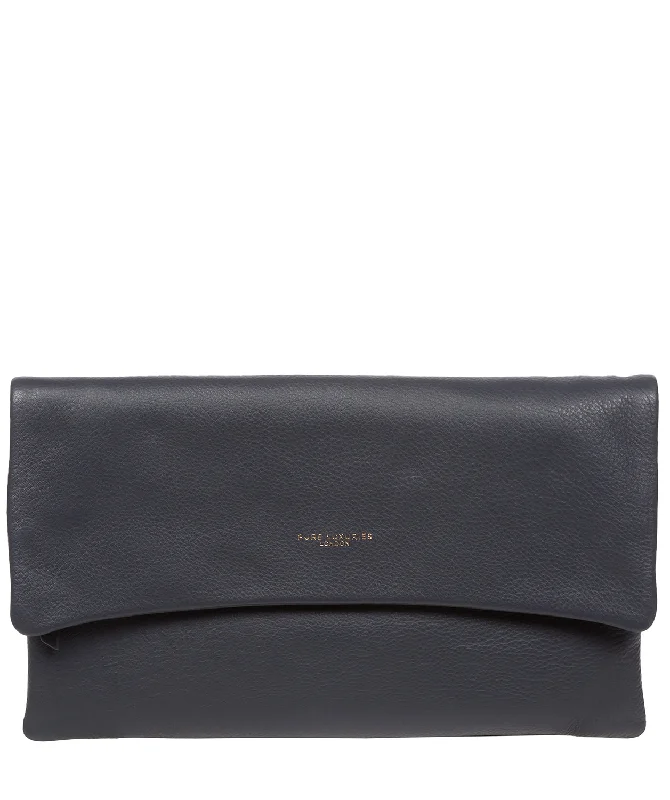 'Amelia' Navy Nappa Leather Clutch Bag