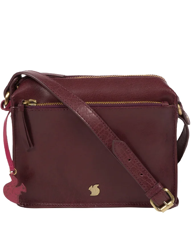 'Aurora' Plum Leather Cross Body Bag