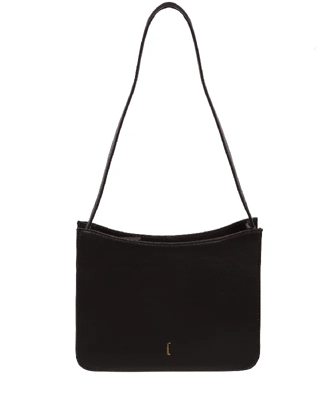 'Ava' Black Leather Shoulder Bag