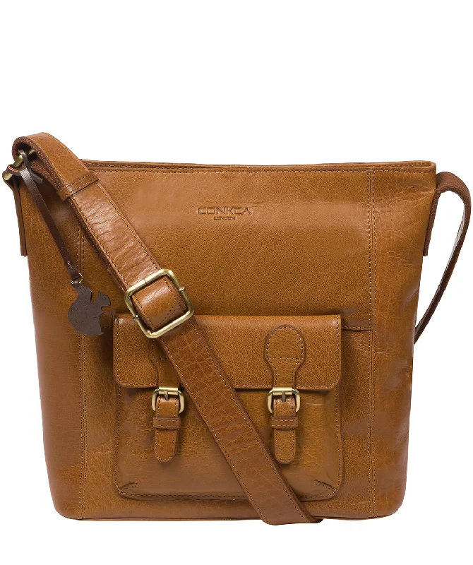 'Robyn' Dark Tan Leather Shoulder Bag