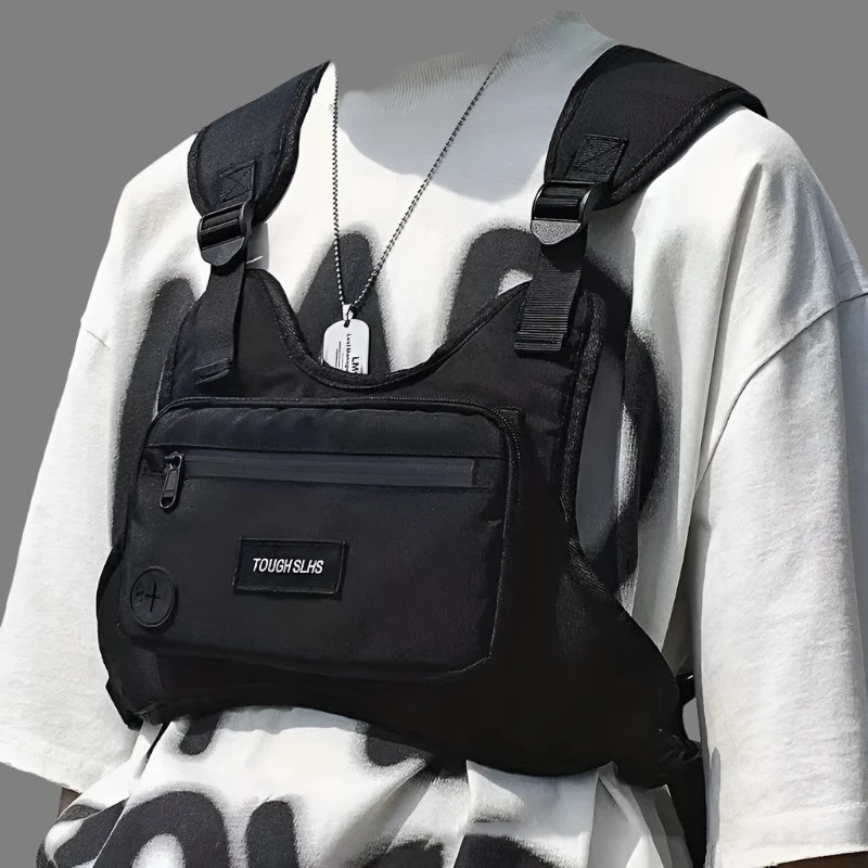 Tough SLHS Mens Man Bag Chest Bag Waist Bag Hip Hop Streetwear Large Capacity Sports Casual