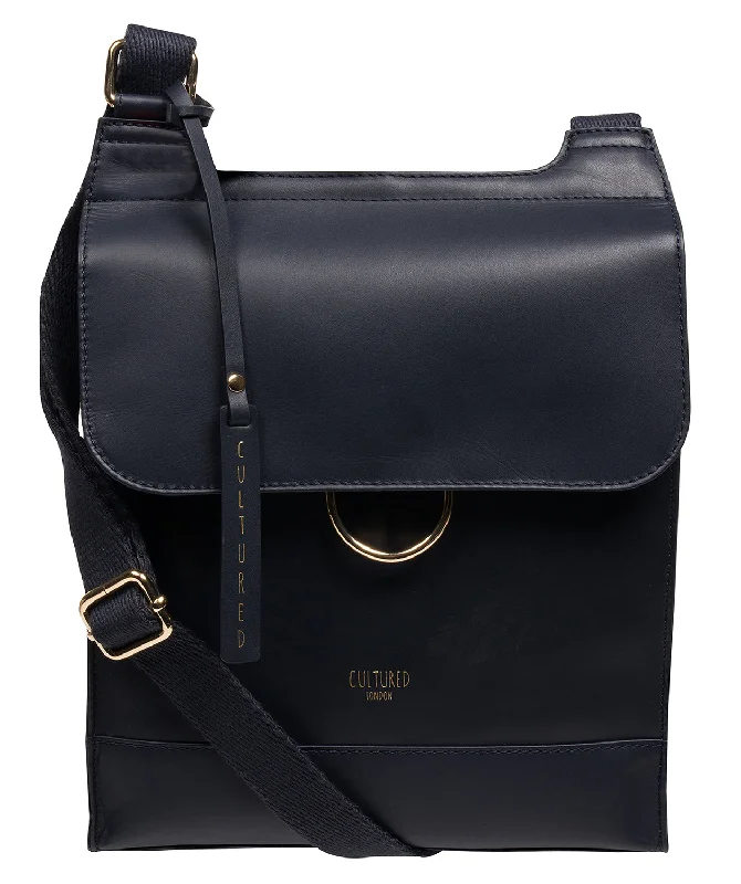 'Covent' Dark Navy Leather Cross Body Bag