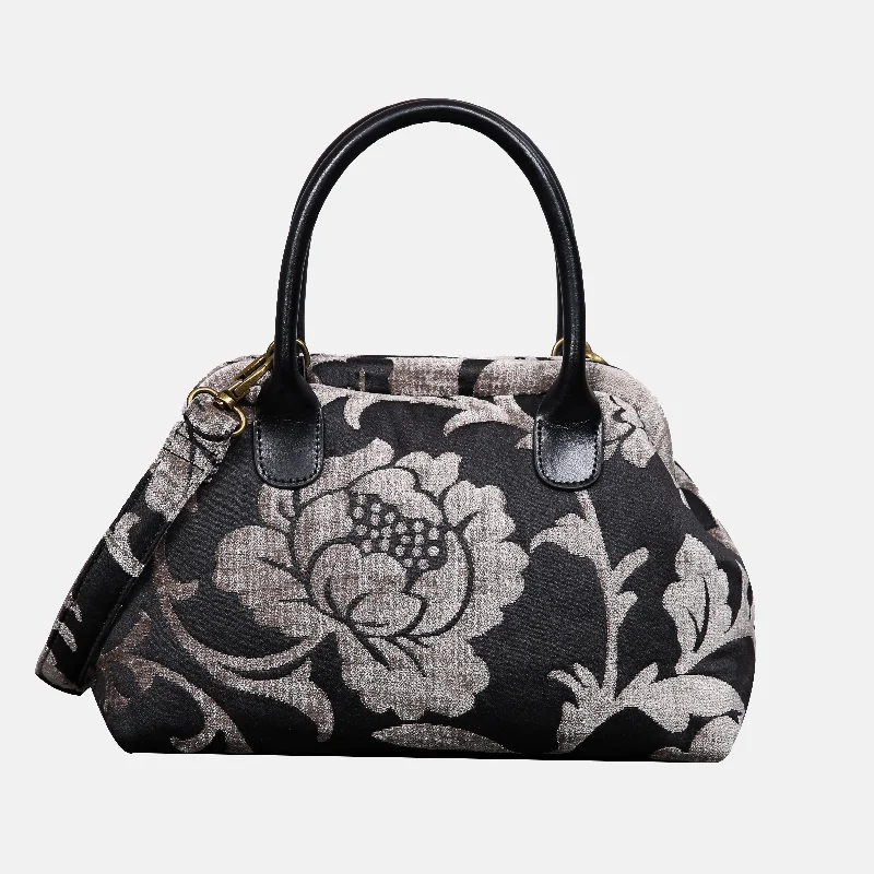 Floral Brocade Grey Carpet Satchel