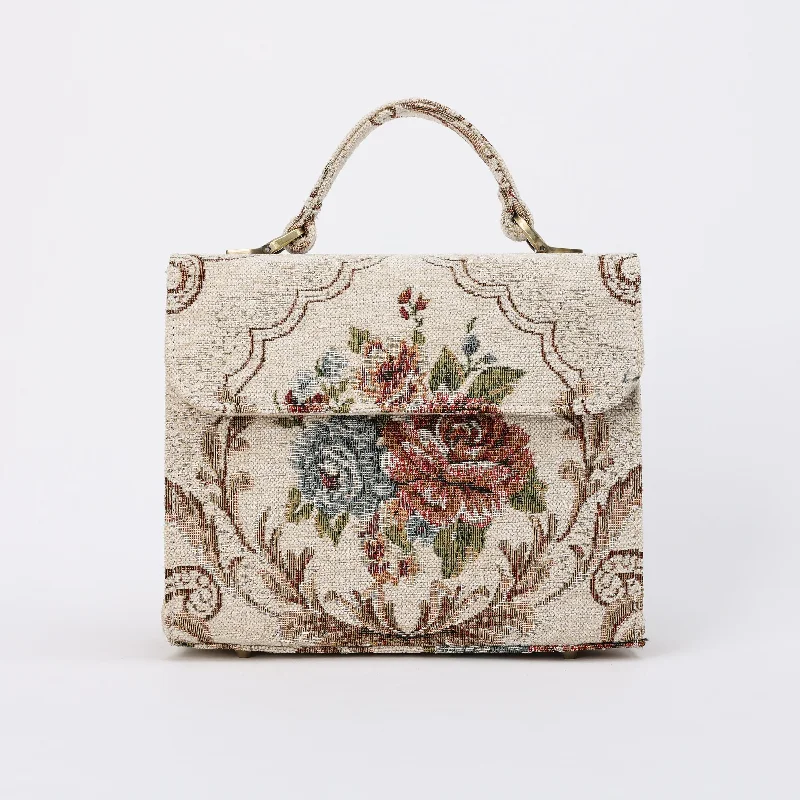 Floral Cream Flap Satchel