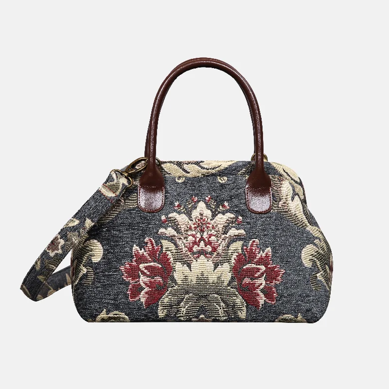 Floral Green Gray Carpet Satchel