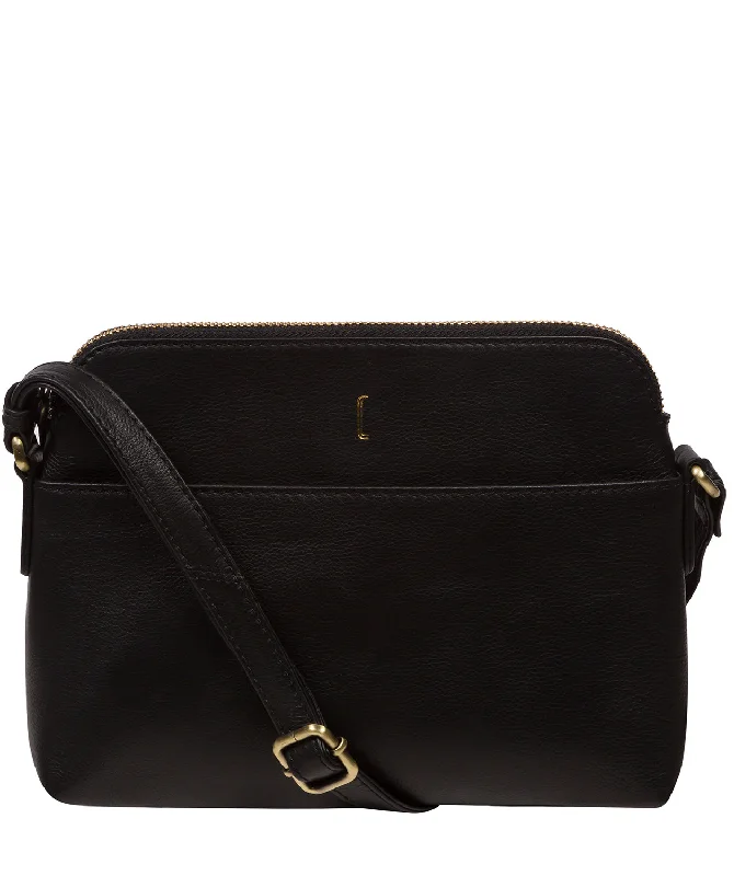 'Janelle' Black Leather Cross Body Bag