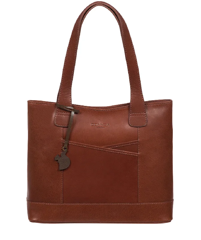 'Little Patience' Conker Brown Leather Tote Bag