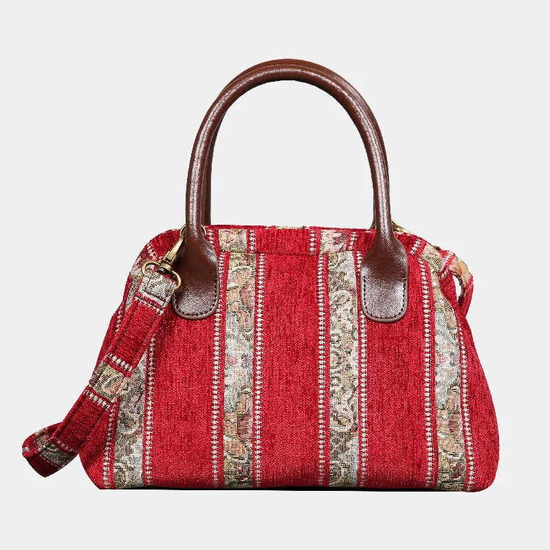 Floral Stripes Red Carpet Satchel