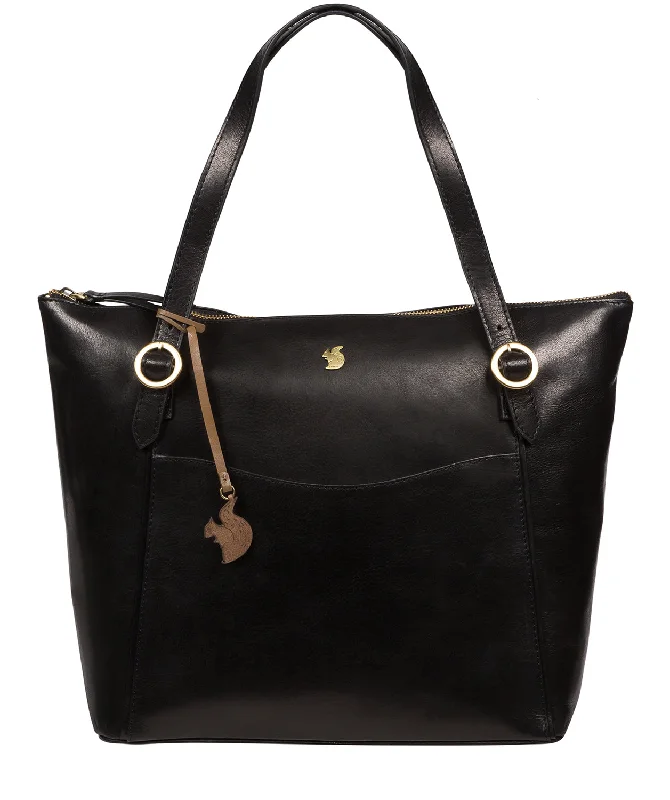 'Mondo' Black Leather Tote Bag