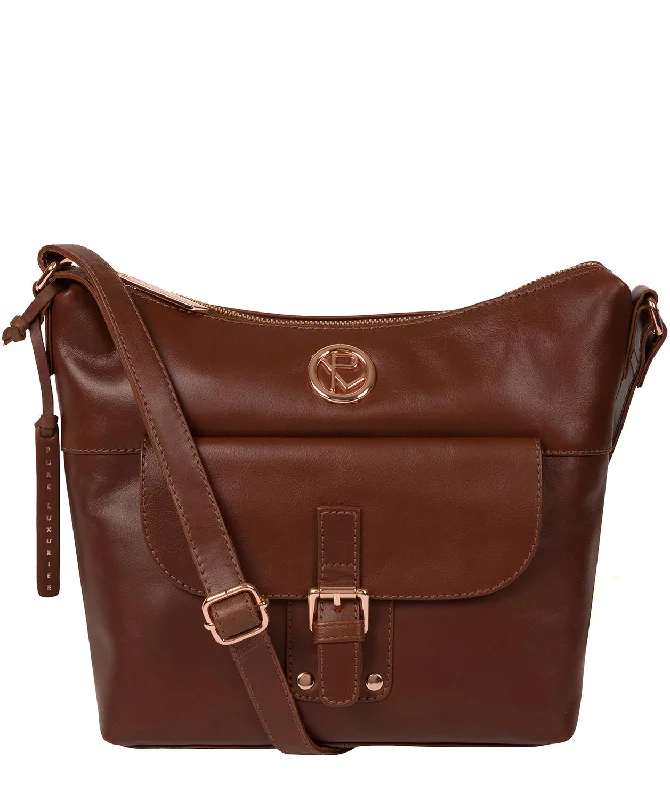 'Monamy' Cognac Leather Shoulder Bag