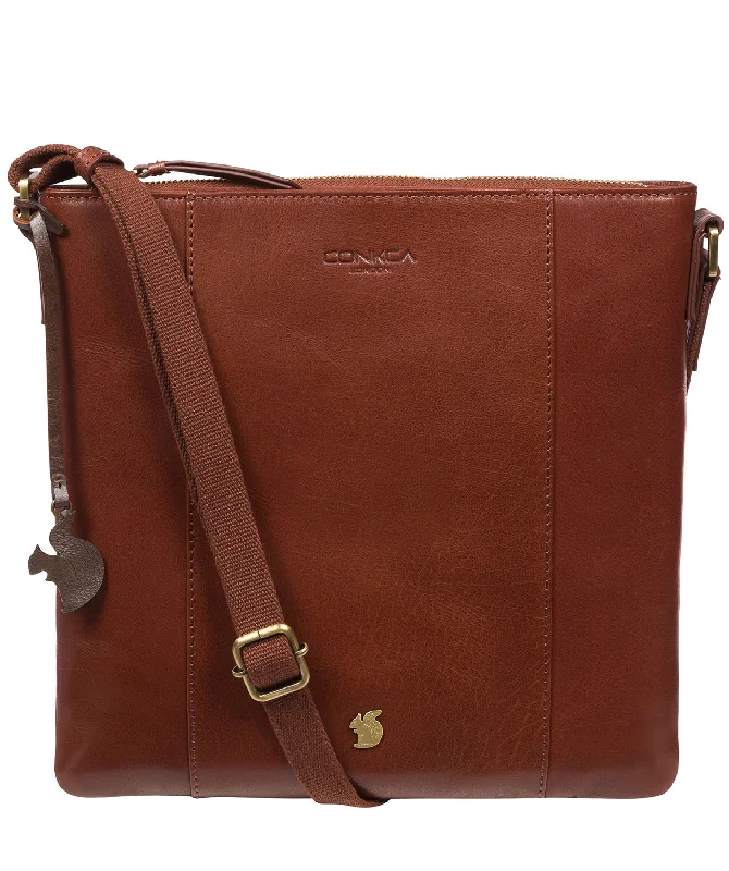 'Sol' Conker Brown Leather Cross Body Bag