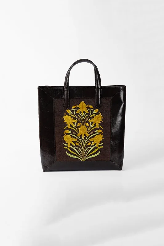 Tuberose-Chocolate Leather Tote Bag