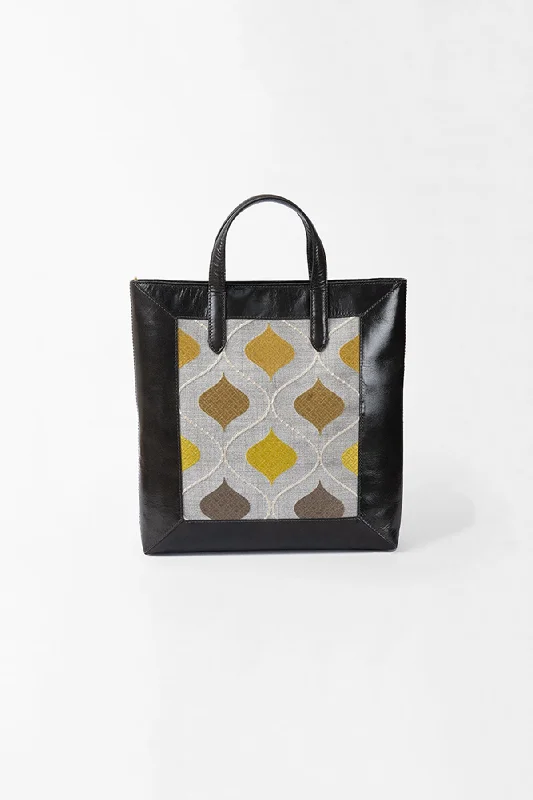 Tuberose-Grafite Leather Tote Bag