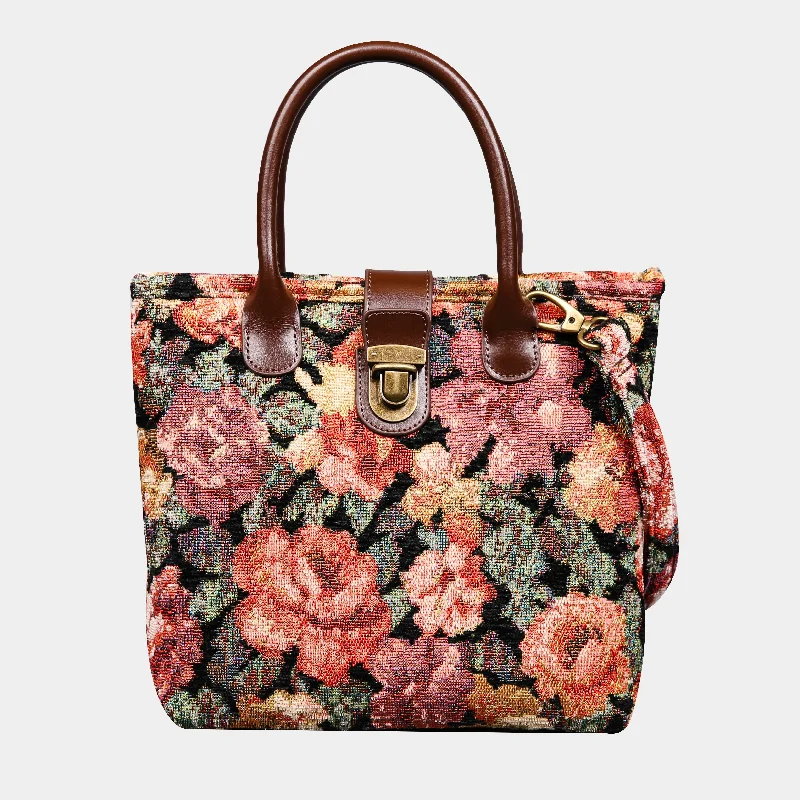 Floral Rose Tuck Lock Carpet Satchel